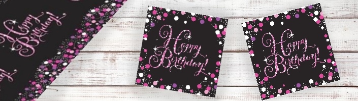 Pink Sparkle Happy Birthday Party Supplies | Balloon | Decoration | Pack
